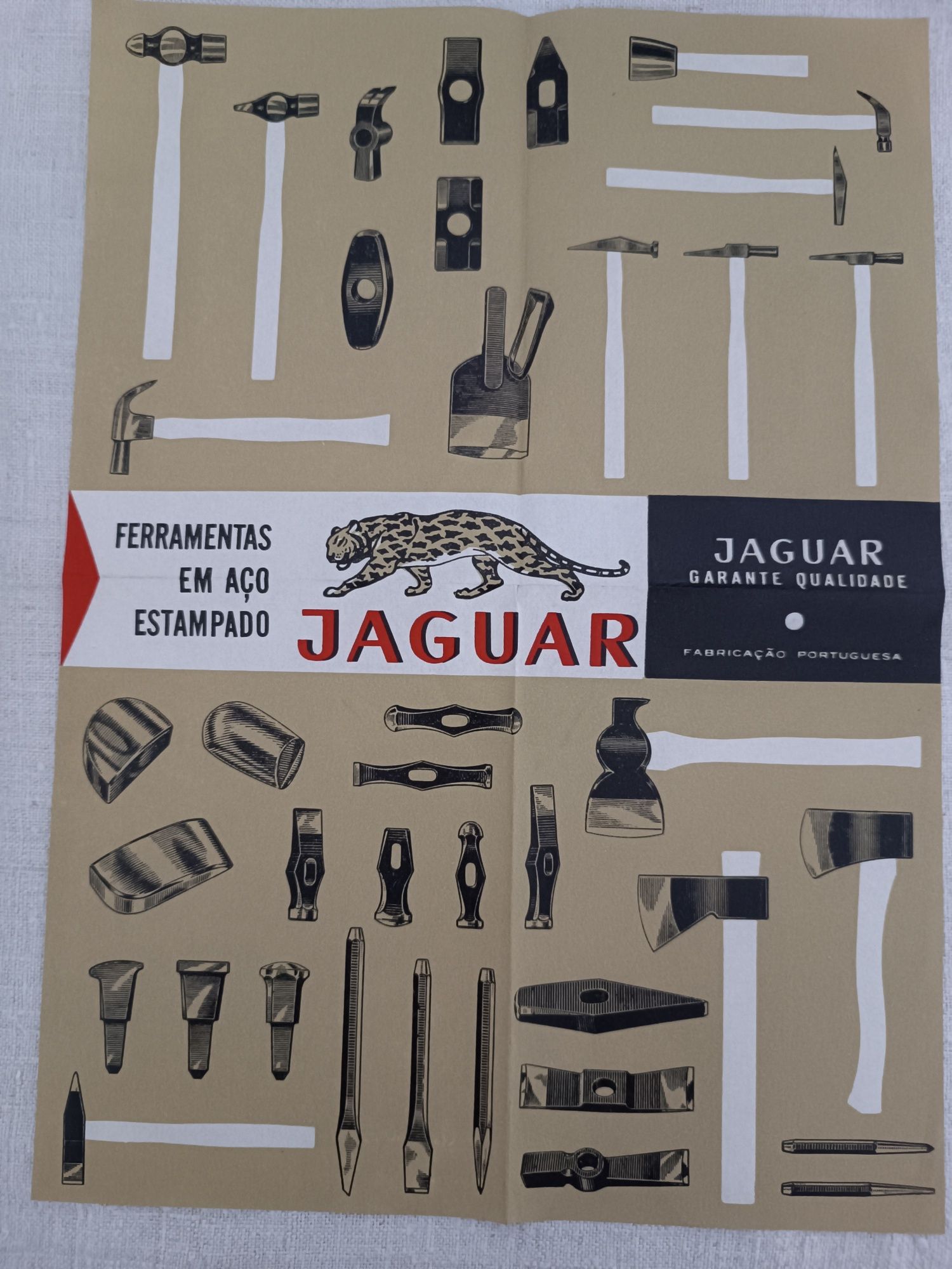 Cartaz de publicidade ferramentas Jaguar, anos 50
