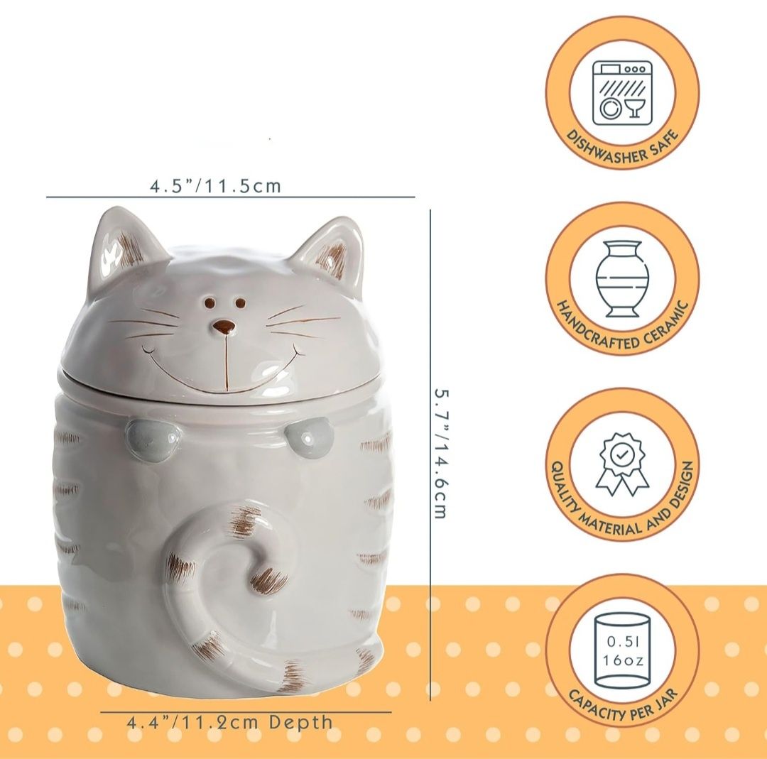Ceramiczny słoik z pokrywką kuchenny z motywem kota
