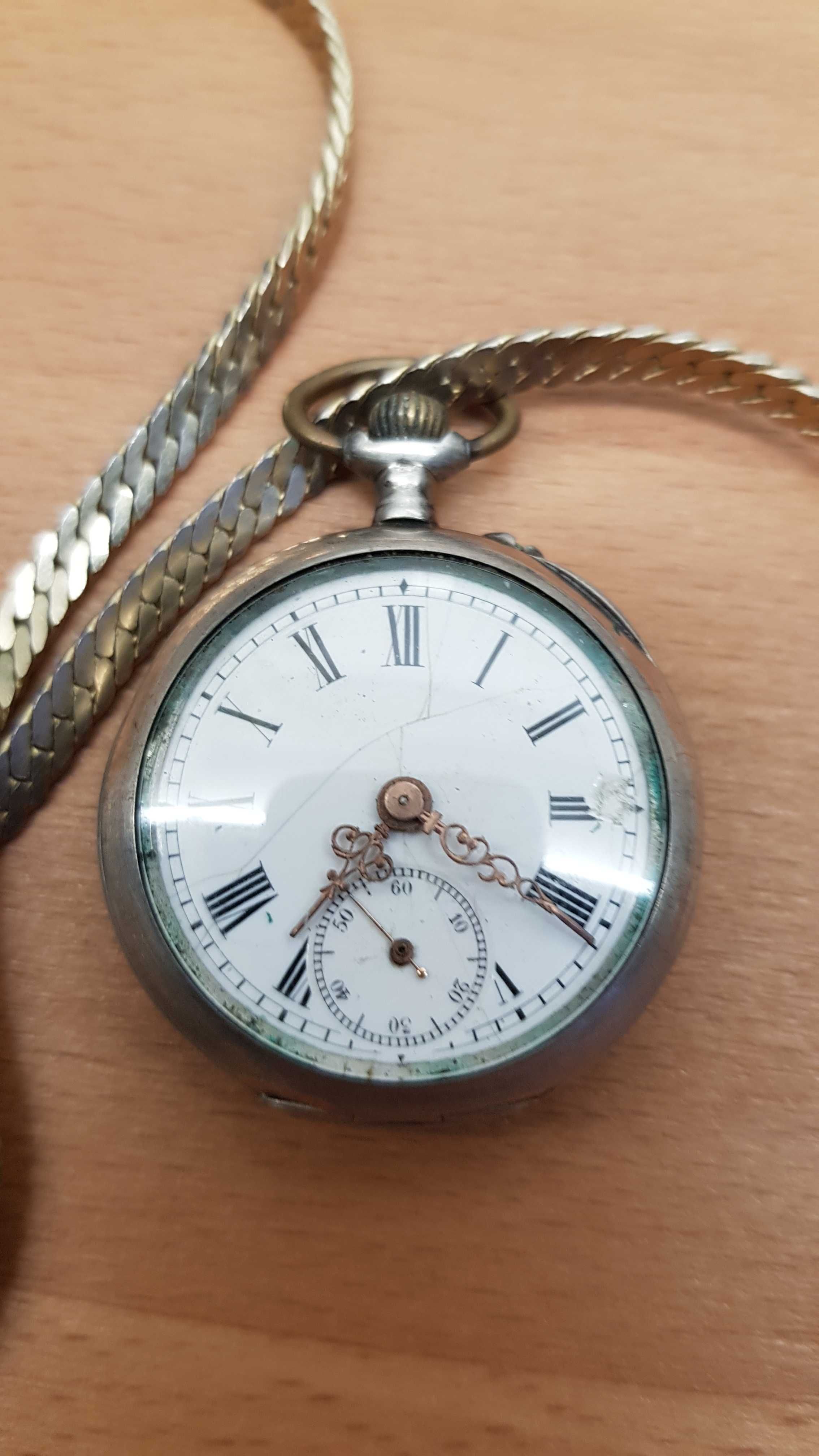 Stary Zegarek Kieszonkowy Remontoir-Srebro pr 800