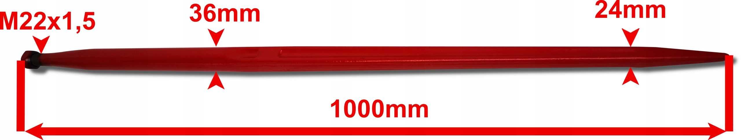 4x Prosty ZĄB ŁADOWACZA 1000 mm Chwytaka Krokodyla Widły Tur [8962]
