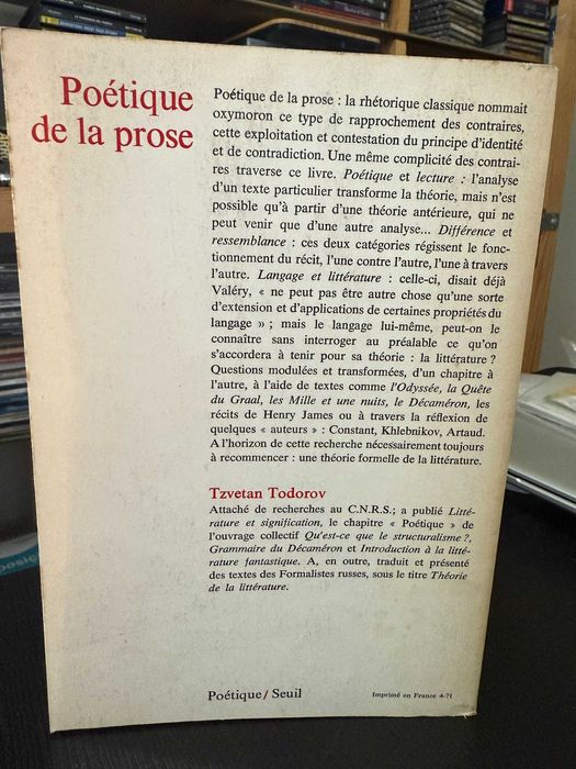 Tzvetan Todorov – Poétique de la Prose