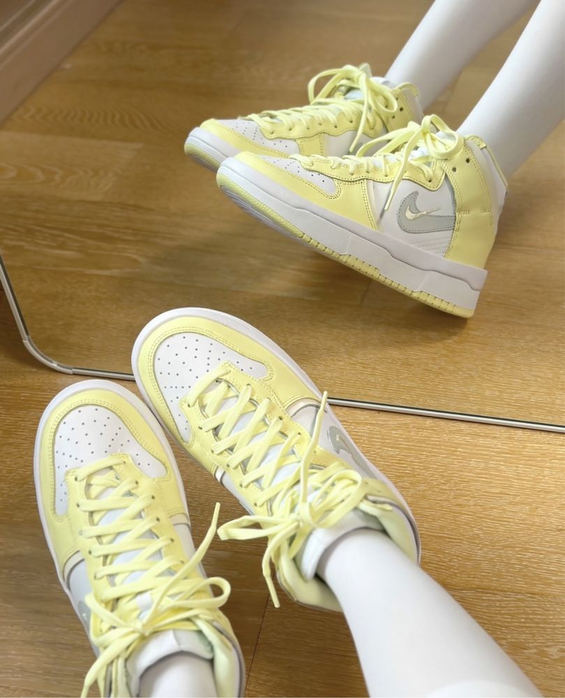 Оригінал Nike Dunk High Up Lemon Yellow жіночі високі кросівки Найк