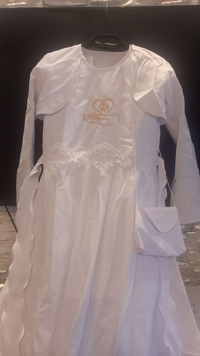 Sukienka komunijna, bolerko, torebka, wianek