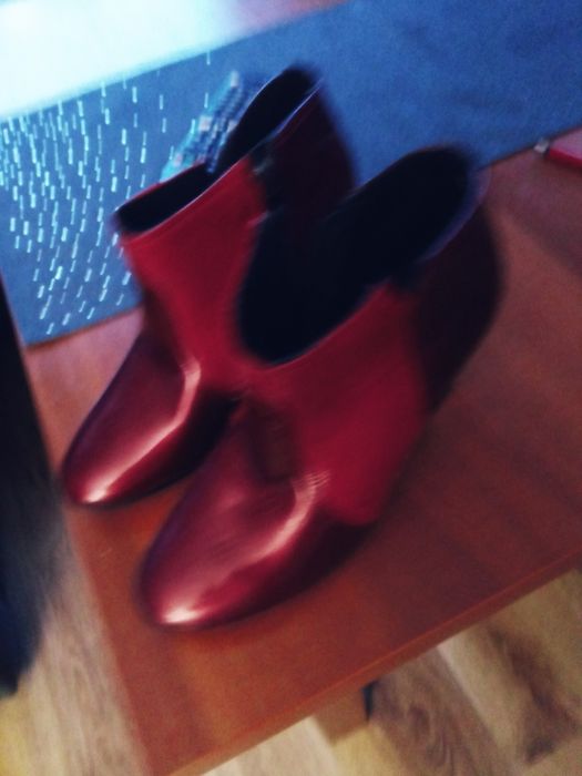 Botki 37 xa kostke damskie bordo srebro