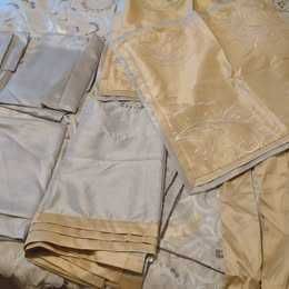 Conjunto quarto, 20 peças, colcha, cortinados, almofadas, folho cama