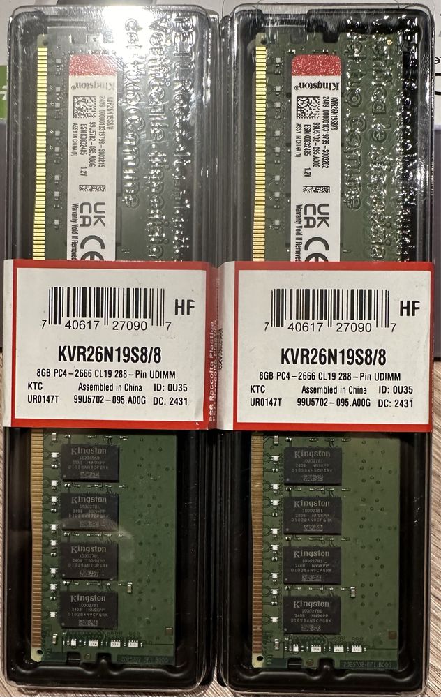Памʼять для настільних компʼютерів kingston 8 gb ddr4