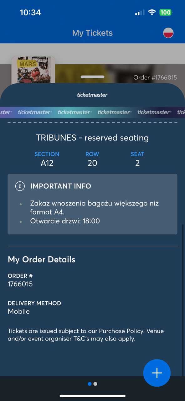 2 bilety na koncert Thirty Seconds To Mars Kraków 09/05/24