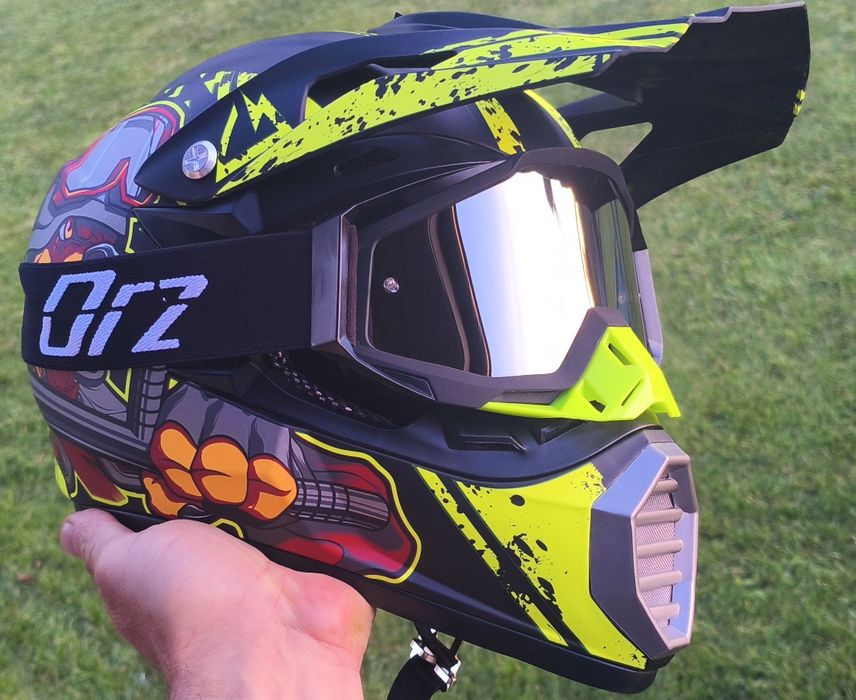 NOWY Kask cross okulary gogle na rower hulajnogę rozmiar S