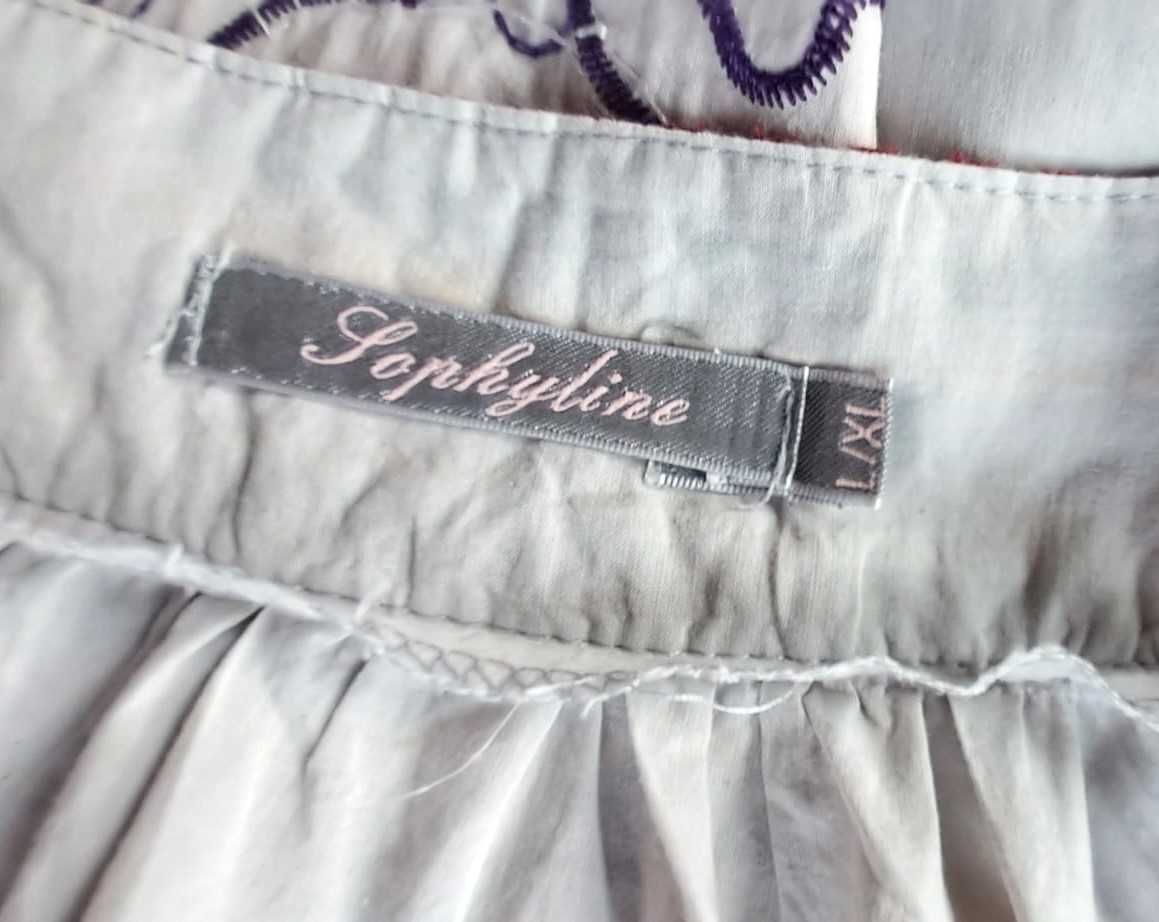 Vintage sukienka tunika z aplikacją plażowa L XL oversize