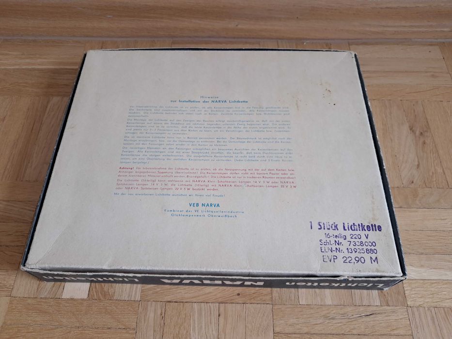 Lampki choinkowe NARVA świeczki, żabki, 16 szt, żółte vintage 1971