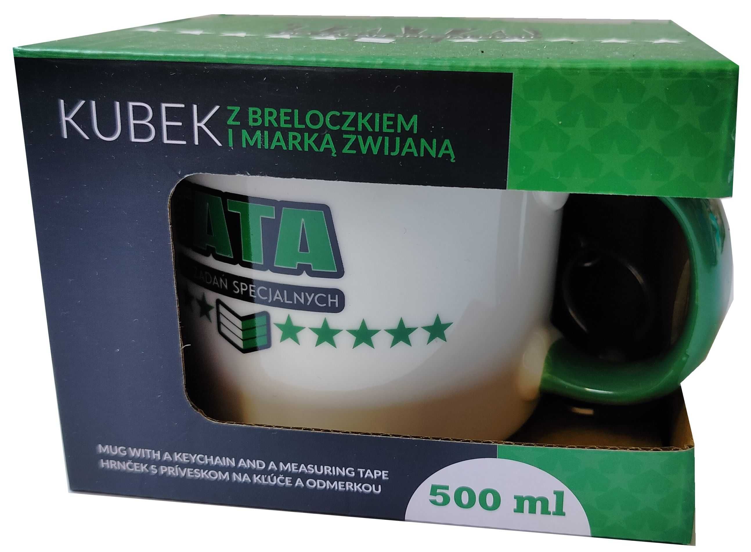 Kubek z porcelany dla taty Dzień Ojca 500ml z miarą i breloczkiem