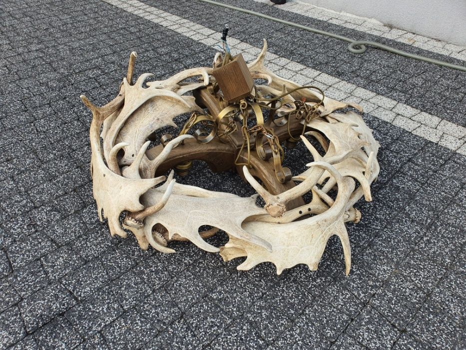Żyrandol myśliwski z poroży, lampa, poroże, leśniczówka