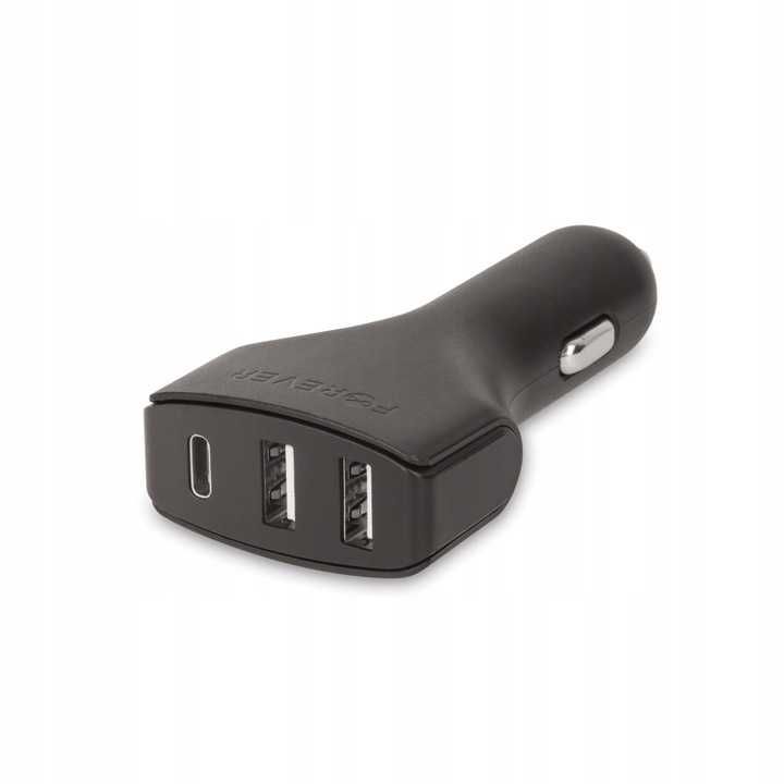 Ładowarka samochodowa szybka 2xUSB + USB Typ C PD 4,8A