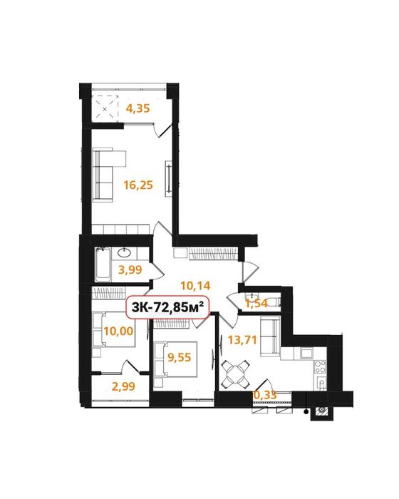 3-кімнатна у ЖК по вул.Коновальця, 10 хв до Центру!