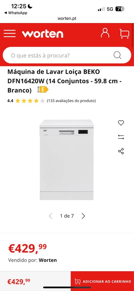 Máquina de Lavar Loiça BEKO DFN16420W