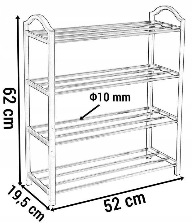 PÓŁKA regał stojak 2 SZTUKI szafka na buty OBUWIE 4 poziomy pok i