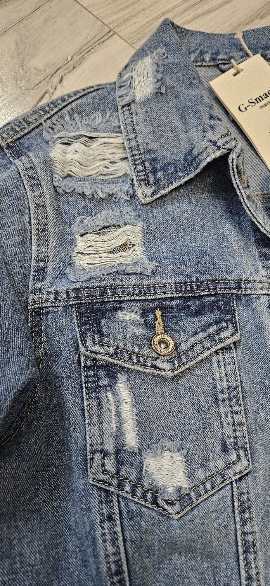 Długa kurtka jeansowa dżinsowa rozmiar XS/S