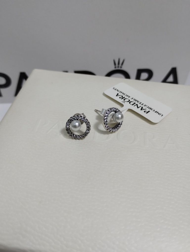 Сережки pandora, срібло 925, Пандора серьги