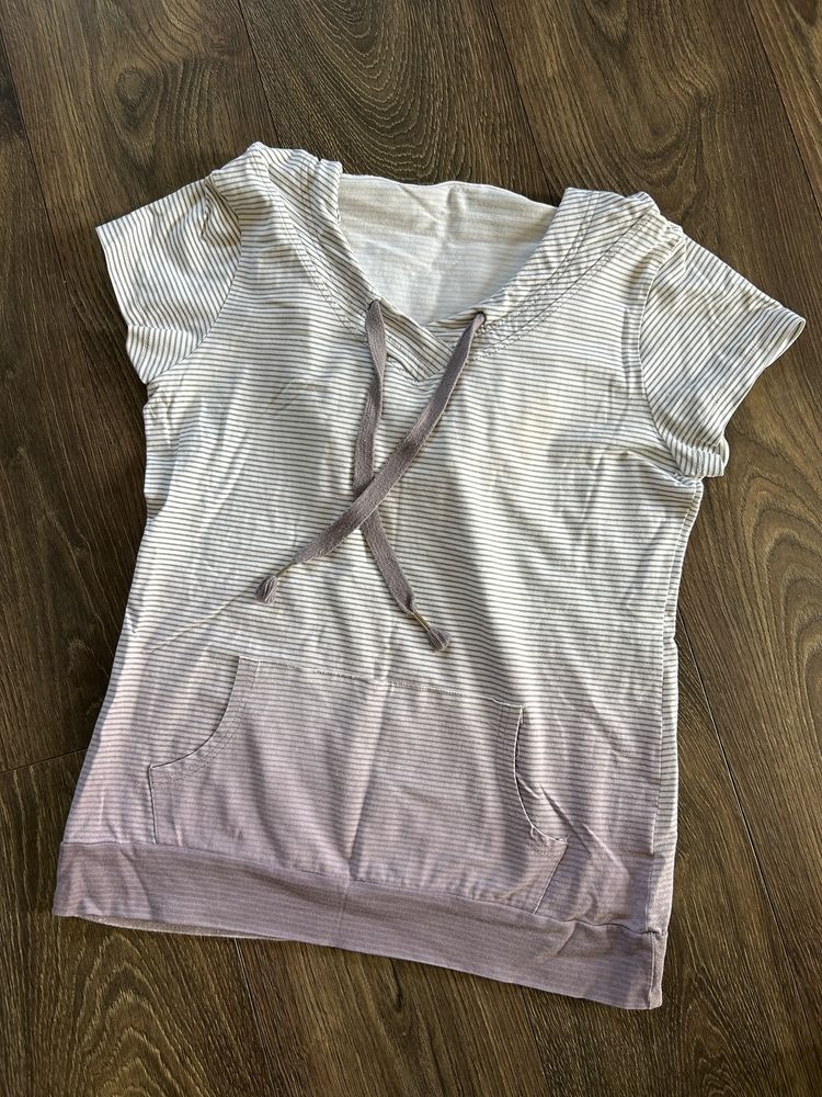 Bluzka z kapturem ombre bluza w paski r. uniwersalny S-M krótki rękaw