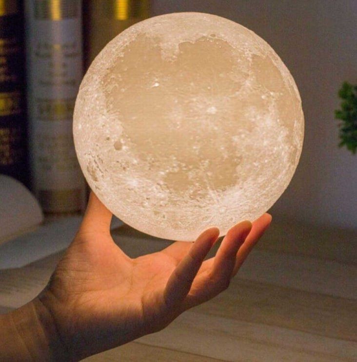 Нічник місяць на підставці 15 см, світильник 3D Moon Lamp від USB
