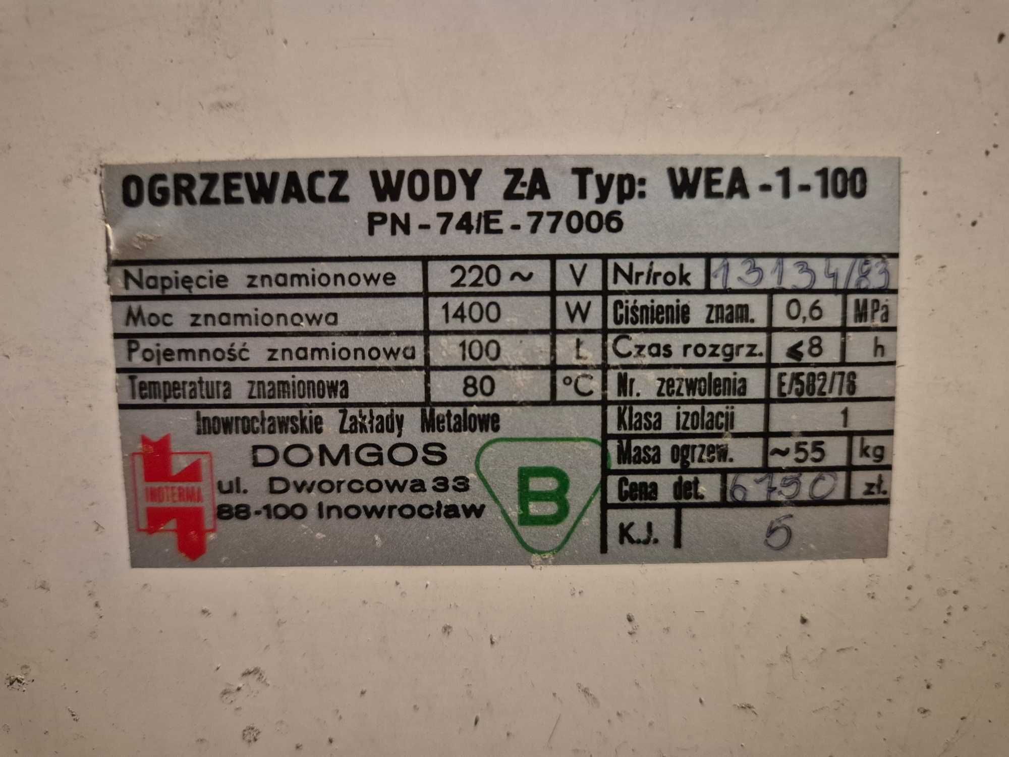 Bojler ogrzewacz elektryczny wody 100 l - nie używany