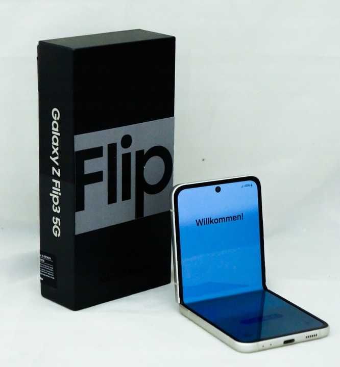 Smartfon Telefon SAMSUNG GALAXY Z FLIP3 5G Kremowy Pudełko PRZEWÓD USB