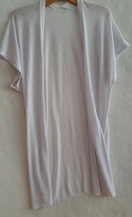 Kardigan Biały Lekki, Letni, Krótki Rękaw, Narzutka, Roz. L/XL