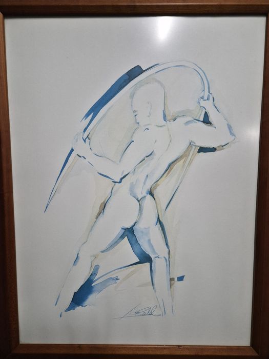 Quadro aguarela figura humana