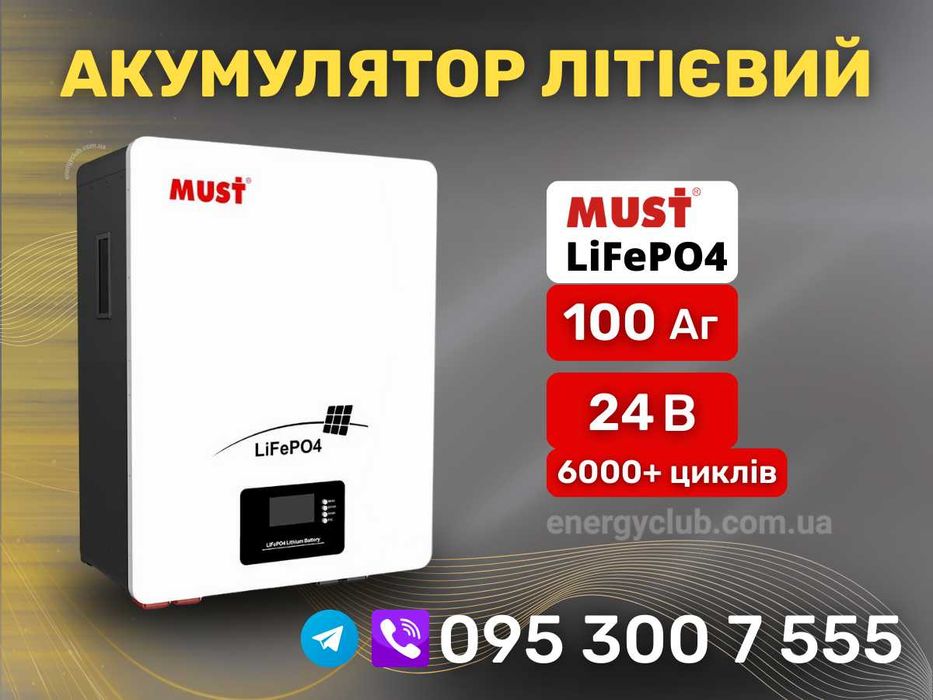 Акумулятор 2,5 кВт  MUST LP1600-24100, 24В 100Аг, LiFePO4