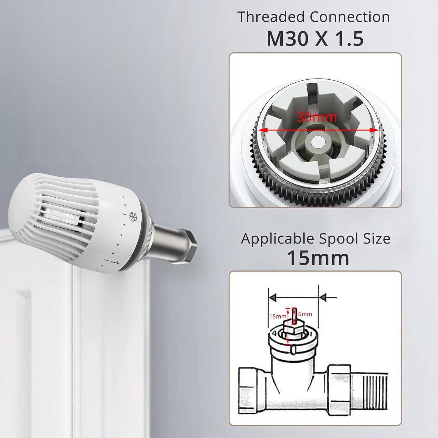 HOMGEN 3x Głowica grzejnika termostat M30 x 1,5