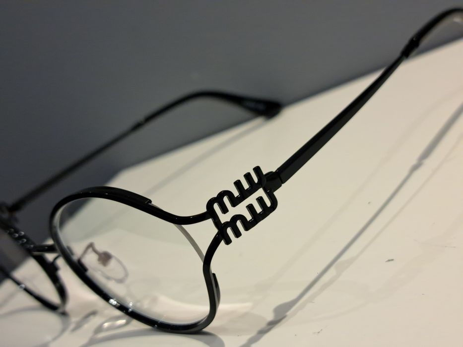 MIU MIU czarne nowe damskie okulary zerówki oprawki stalowe jajeczka