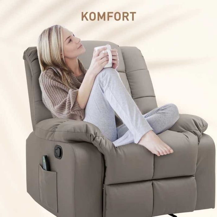 Fotel TV z masażem, rozkładany, relaksacyjny