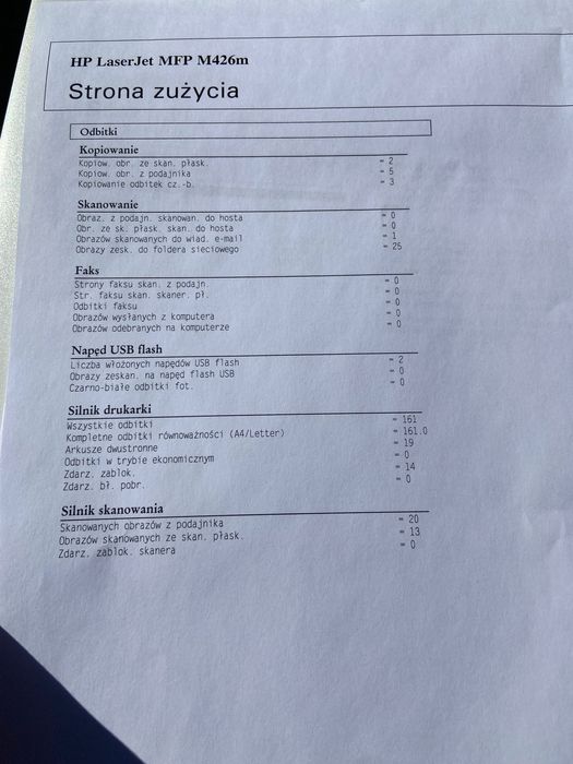 Urzadzenie wielofunkcyjne HP LaserJet MFP M426m niski przebieg
