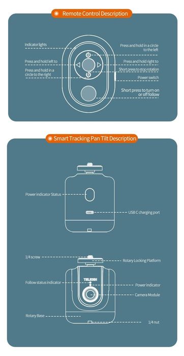 Statyw obrotowy ŚLEDZĄCY Telesin Smart Tracking Do DJI Telefonu GoPro