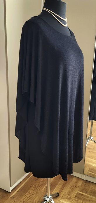 Czarna sukienka z połyskiem luźna plus size impreza wieczorowa 42 44