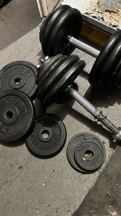 100kg obciążenie żeliwne gryf prosty lamany hantle silownia