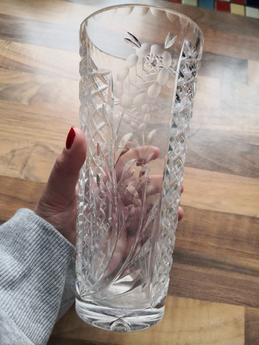 Wazon PRL, lata 60, kryształ, 21 cm