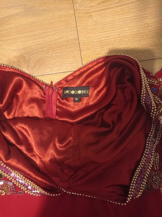 Sukienka czerwona 36 śliczna cekiny ozdoby bal andrzejki glamour