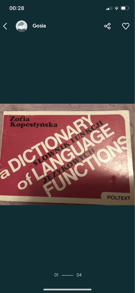 Słownik funkcji językowych. A dictionary of language functions.