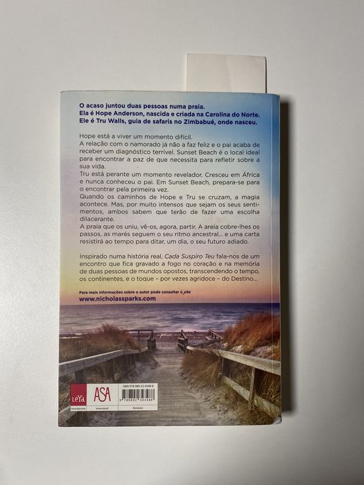 Livro “Cada suspiro teu” Nicholas Sparks