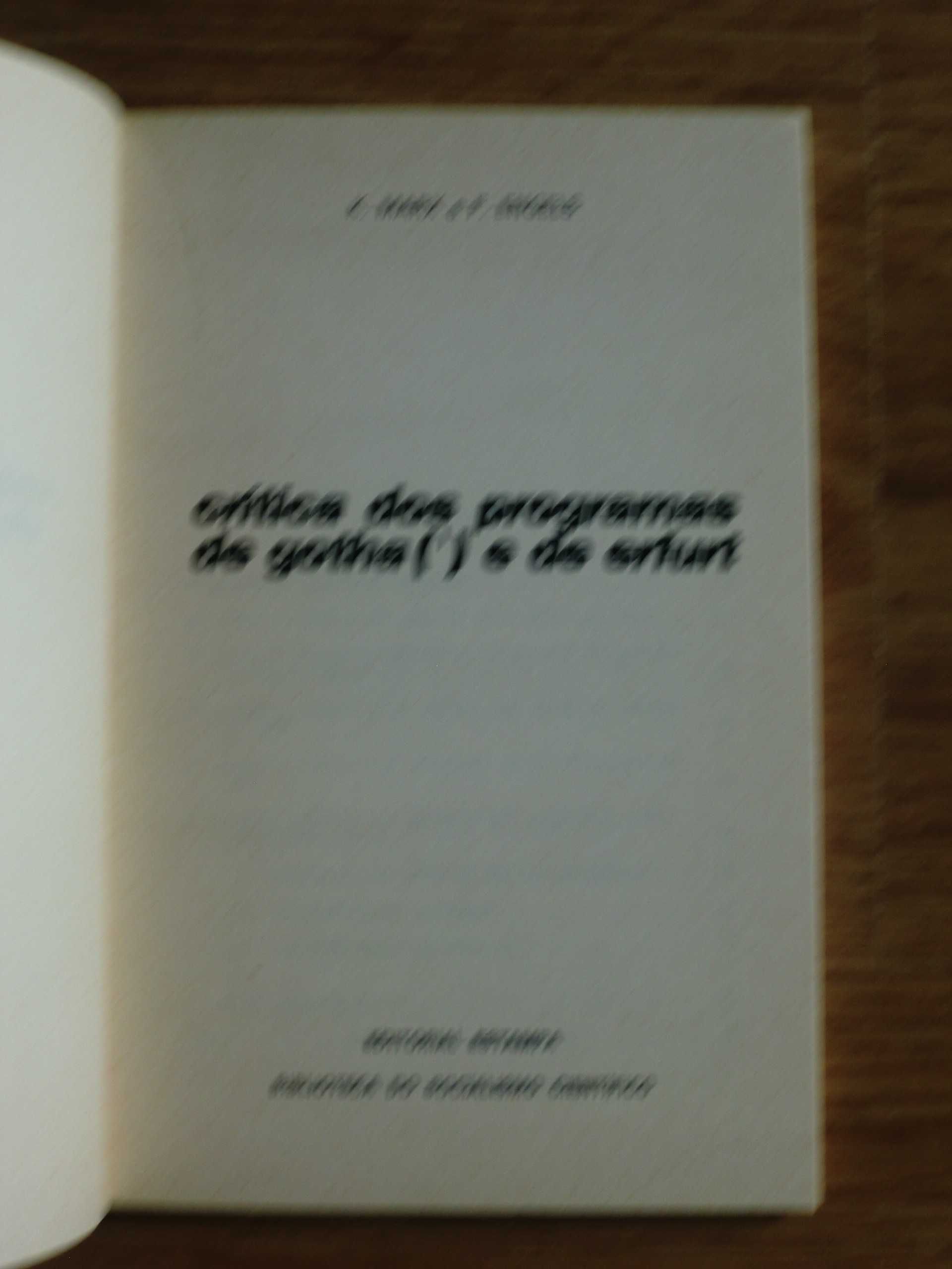 Crítica dos Programas de Gotha e de Erfurt
de Marx e Engels