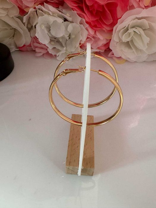 Kolczyki złote koła śr. 4,9 cm wiszące szerokie stal nierdzewna k1560