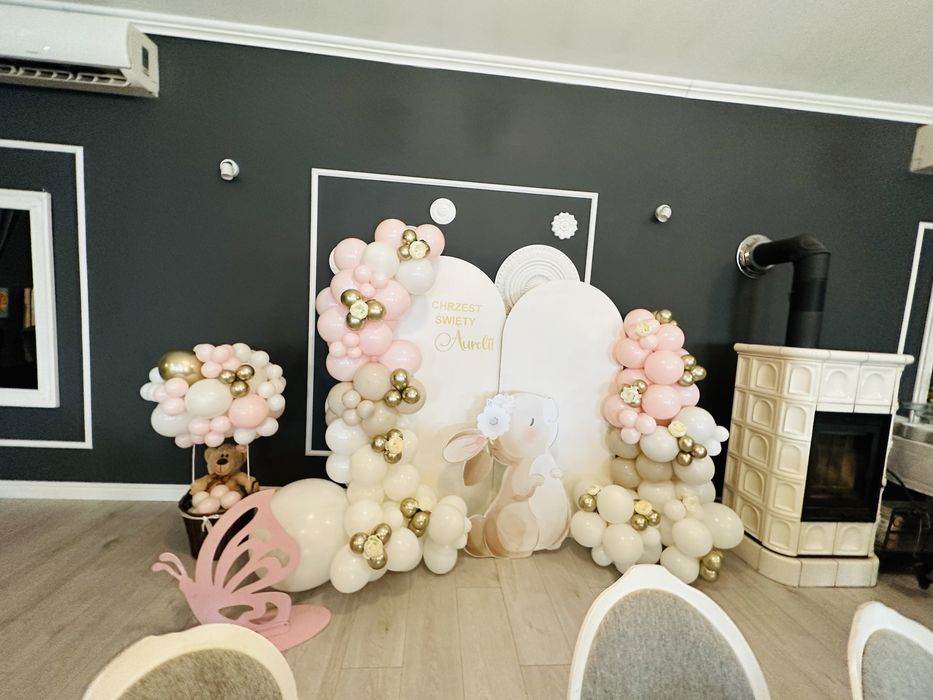 Ścianka balon chrzest Komunia dekoracja