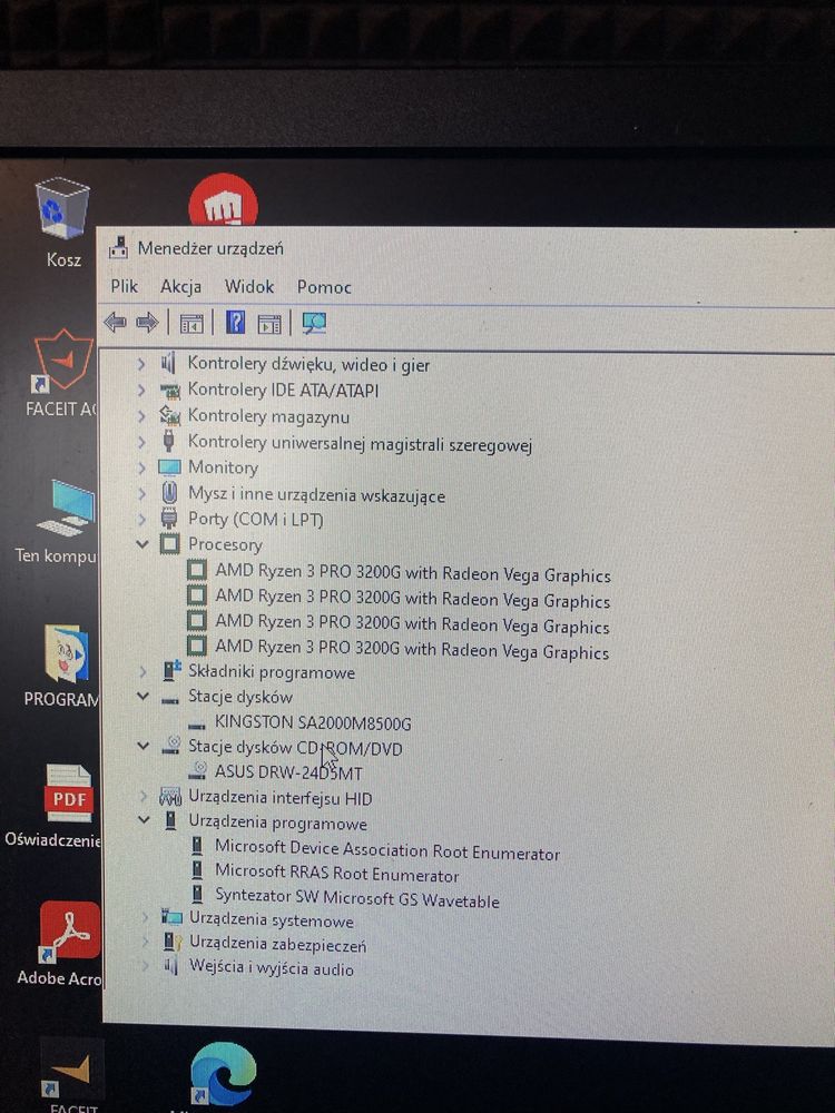 Komputer stacjonarny gamingowy Asus + monior BenQ 75hz