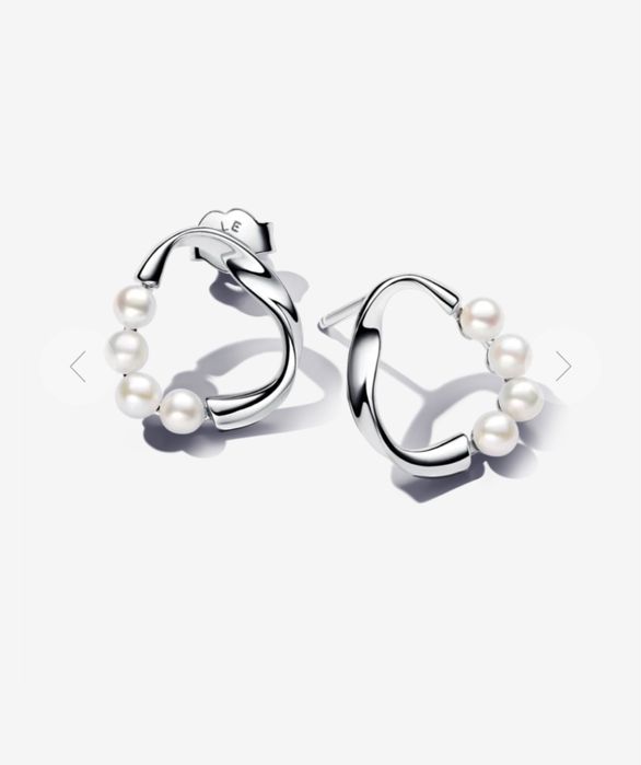 Сережки Pandora з перлинами. Сережки-пусети Пандора