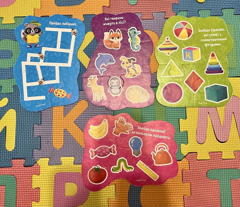 Пазли картонні з грою «Лісові звірі» та «Хатні улюбленці» Vladi Toys