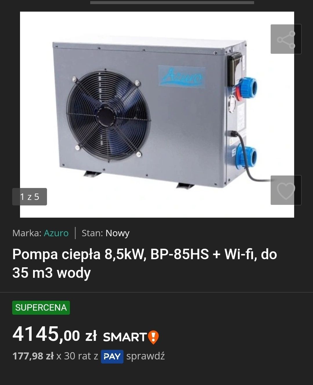 Basen panelowy INTEX 4,78x1,24 plus pompa ciepła