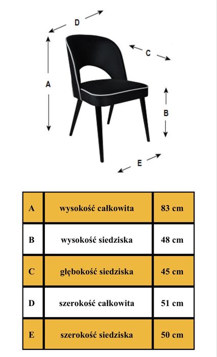 Czarne krzesła do salonu glamour 4 szt.
