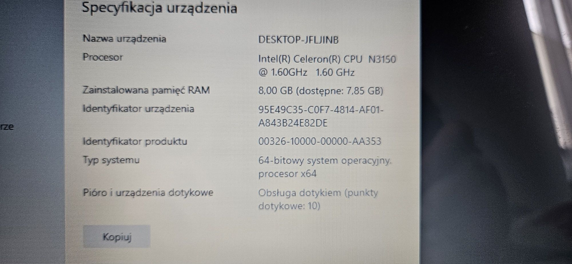 Komputer msi z ekranem dotykowym