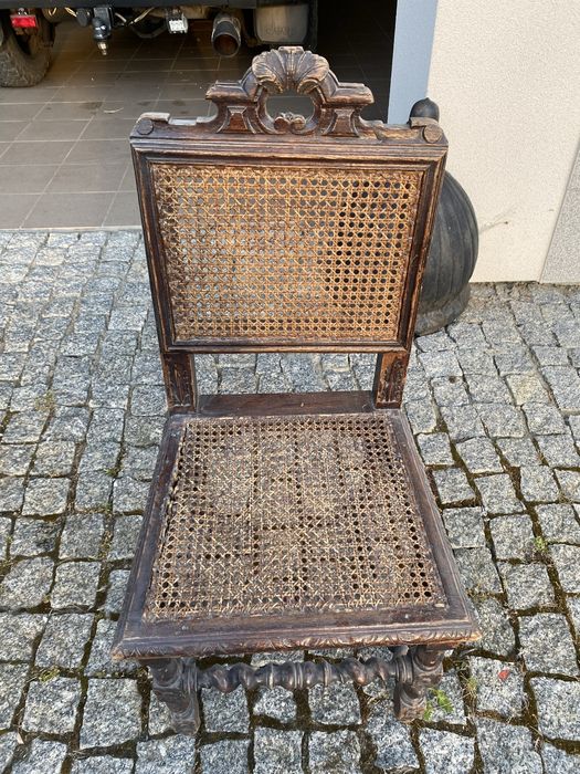 Krzesla drewniane antyk llecione komplet 6 szt brazowe braz